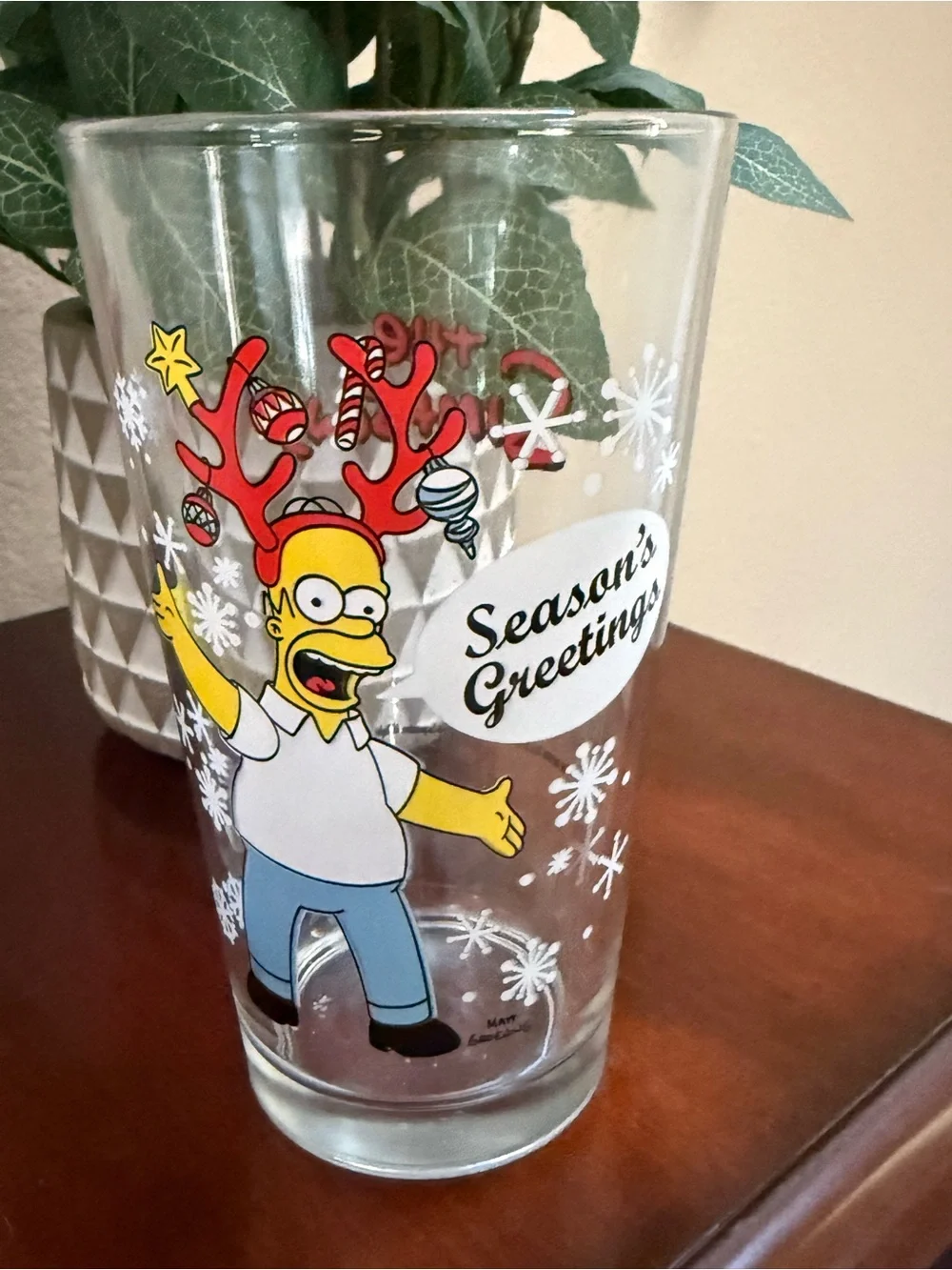 2011 Set of Two-The Simpsons Christmas Glasses (16 oz)